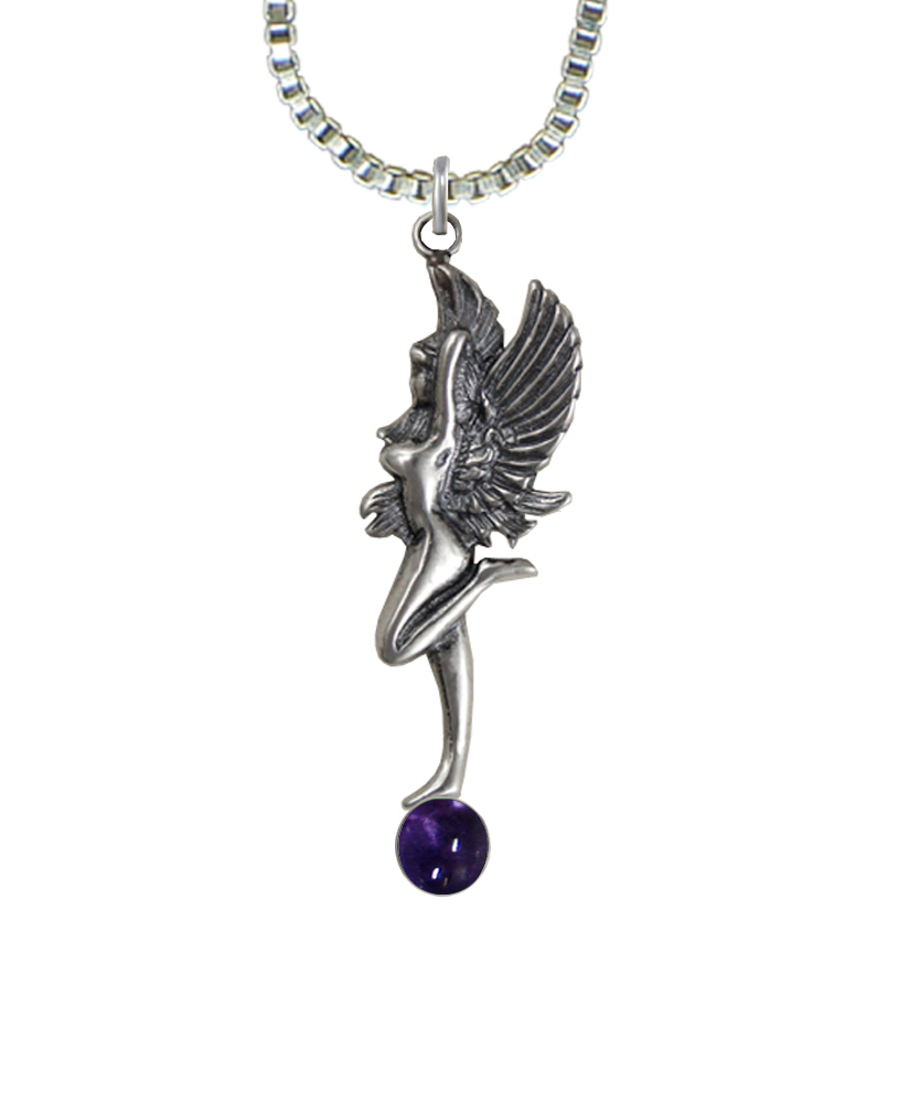 Sterling Silver Dancing Fairy Pendant With Iolite